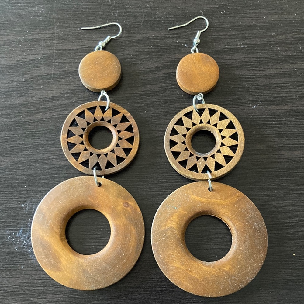 3 Wooden Ring Earrings